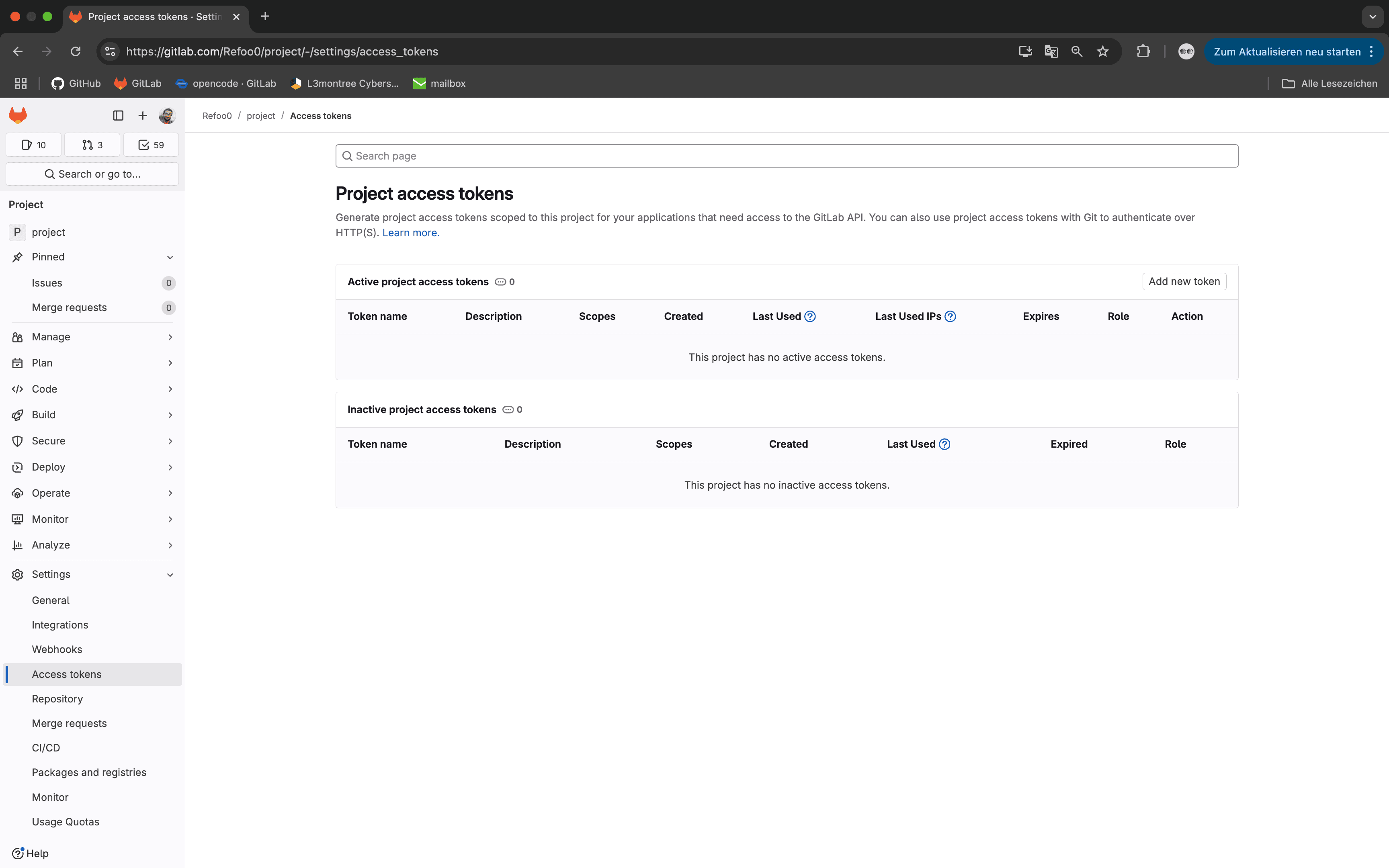 Go to Gitlab Project Settings