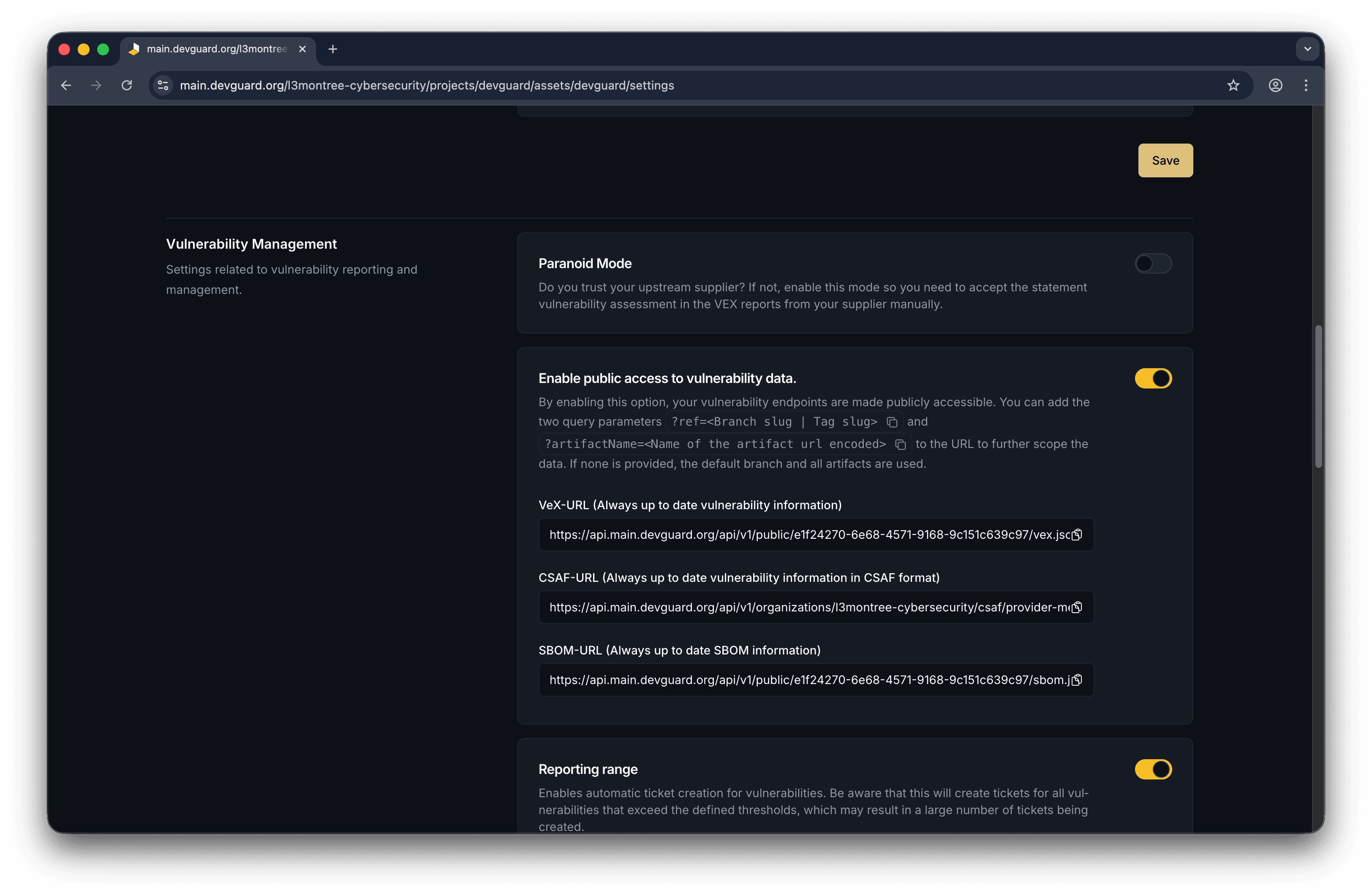 Share VEX Endpoint