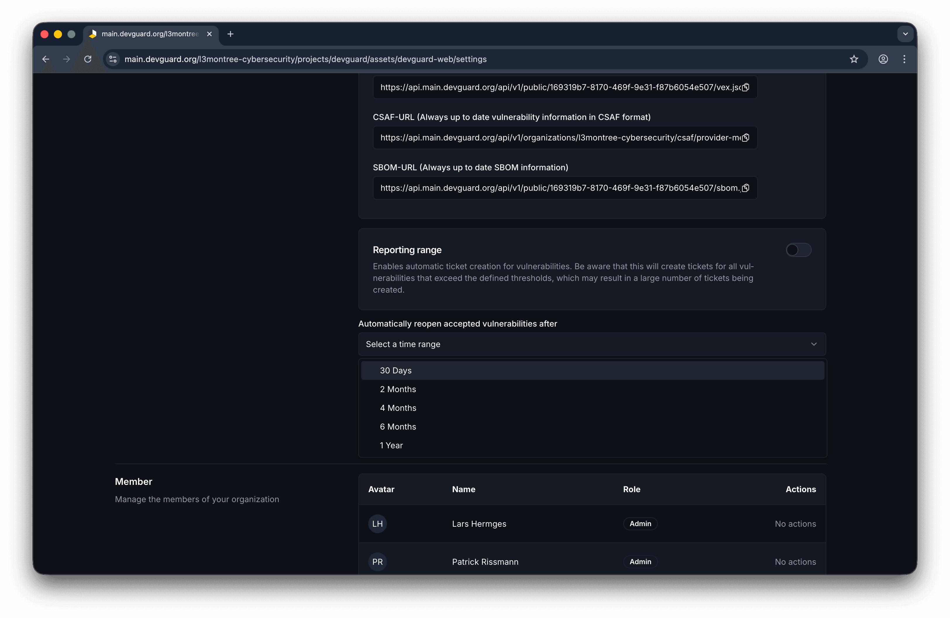Select Vulnerability Auto-Reopen Period